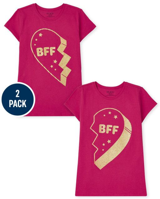 Paquete de 2 camisetas con gráfico BFF para niñas