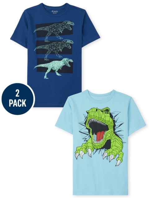 Pack de 2 camisetas de manga corta con gráfico de dinosaurio para niños