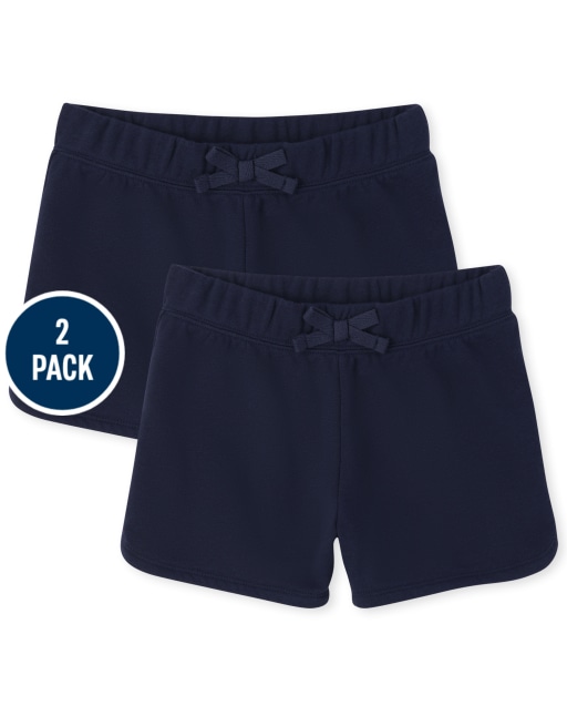 Paquete de 2 shorts de rizo francés activo de punto uniforme para niñas