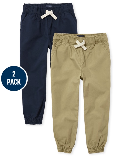 Boys Uniform Stretch Woven Pull On Jogger Pants 2-Pack