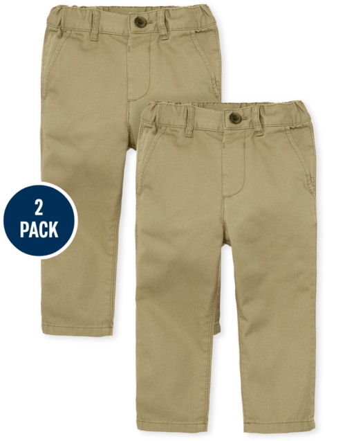 Toddler Boys Uniform Stretch Skinny Chino Pants 2-Pack