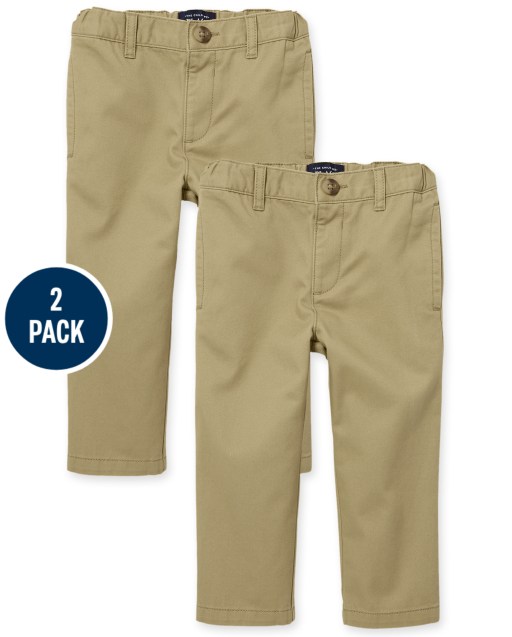 Toddler Boys Uniform Woven Stretch Chino Pants 2-Pack