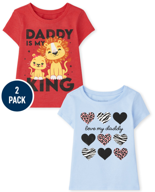 Pack de 2 camisetas gráficas "Love My Daddy" y "Daddy Is My King" para bebés y niñas pequeñas