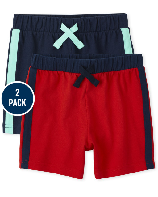 Pack de 2 shorts de punto con rayas laterales Mix and Match para niños pequeños