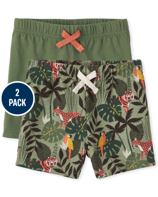 Toddler Boys Mix And Match Jungle Knit Shorts 2-Pack