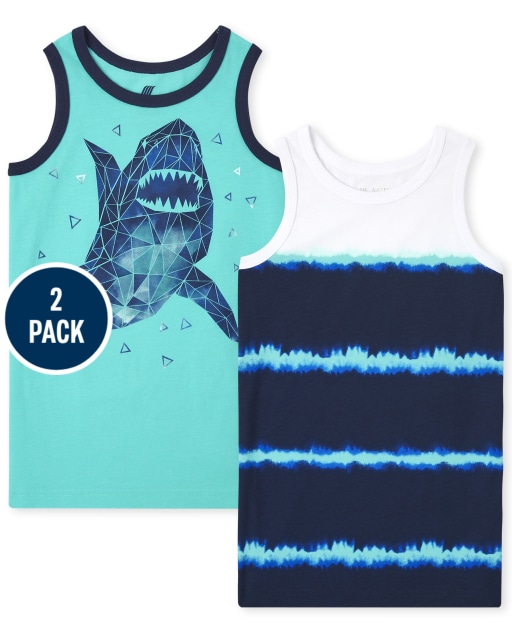 Boys Mix And Match Sleeveless Graphic Tank Top 2-Pack