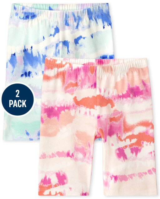 Pack de 2 shorts de ciclista de punto con estampado Mix and Match para niñas