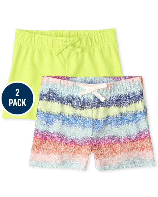 Girls Mix And Match Print Knit Shorts 2-Pack