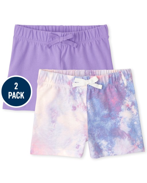 Pack de 2 shorts de punto liso y estampado Mix And Match para niñas
