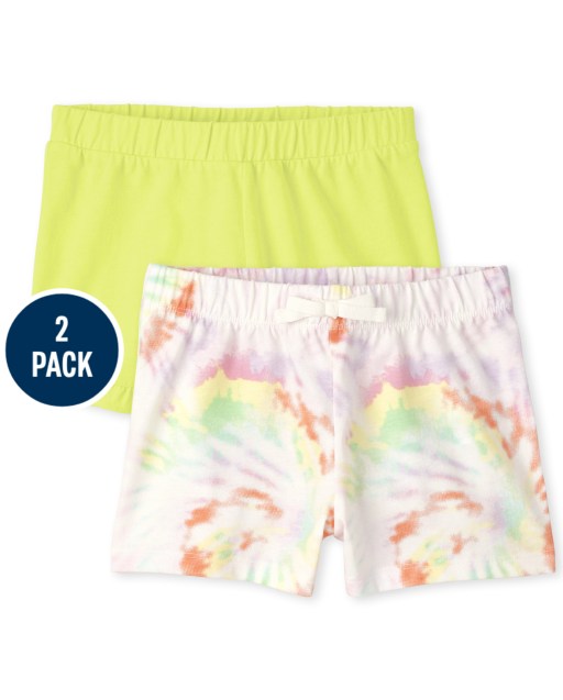 Pack de 2 shorts de punto con volantes y estampado Mix and Match para niñas