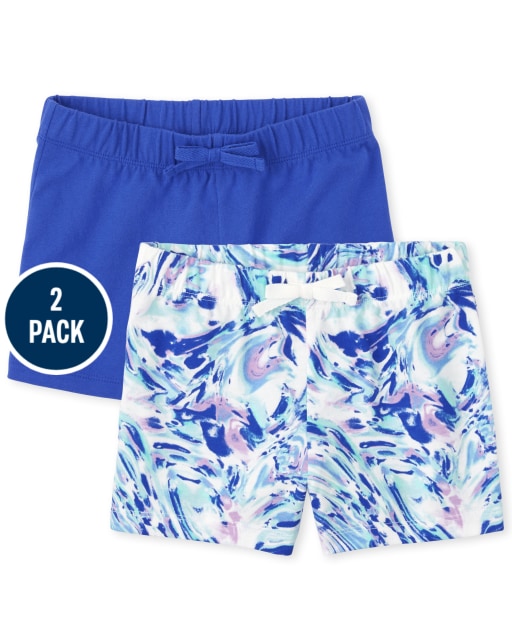Pack de 2 shorts de punto liso y estampado Mix and Match para niñas
