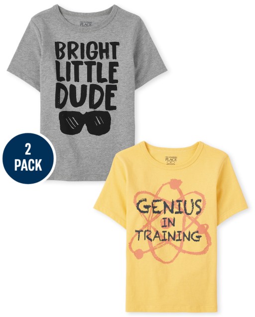 Baby And Toddler Boys Short Sleeve Genius Graphic Tee 2-Pack
