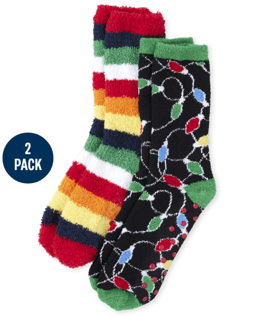 Unisex Adult Matching Family Christmas Lights Cozy Socks 2-Pack