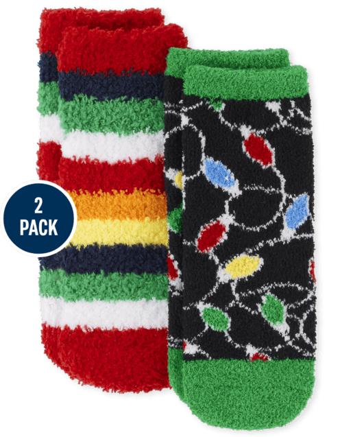 Unisex Toddler Matching Family Christmas Lights Cozy Socks 2-Pack