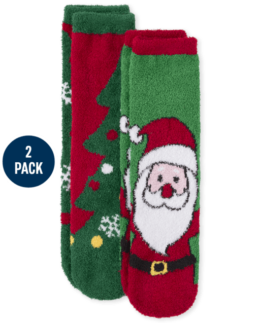 Unisex Kids Matching Family Christmas Santa Cozy Socks 2-Pack