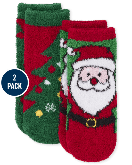 Unisex Toddler Matching Family Christmas Santa Cozy Socks 2-Pack