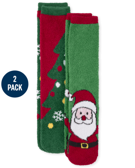 Unisex Adult Matching Family Christmas Santa Cozy Socks 2-Pack