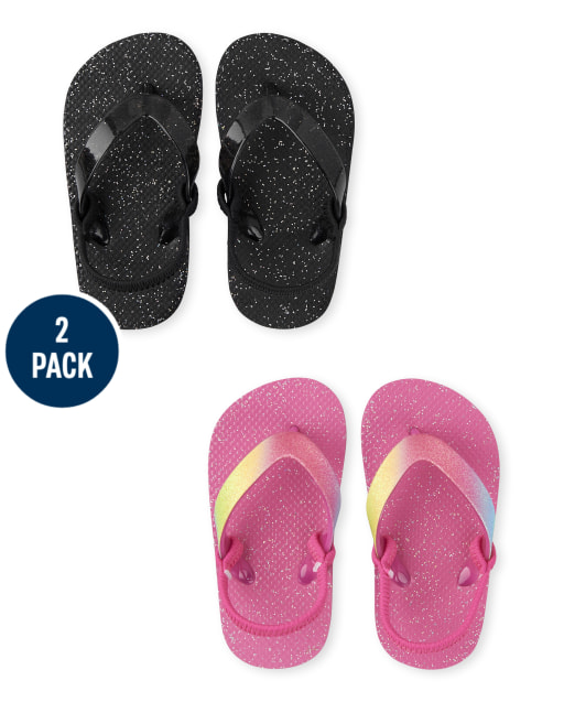 Toddler Girls Glitter Flip Flops 2-Pack