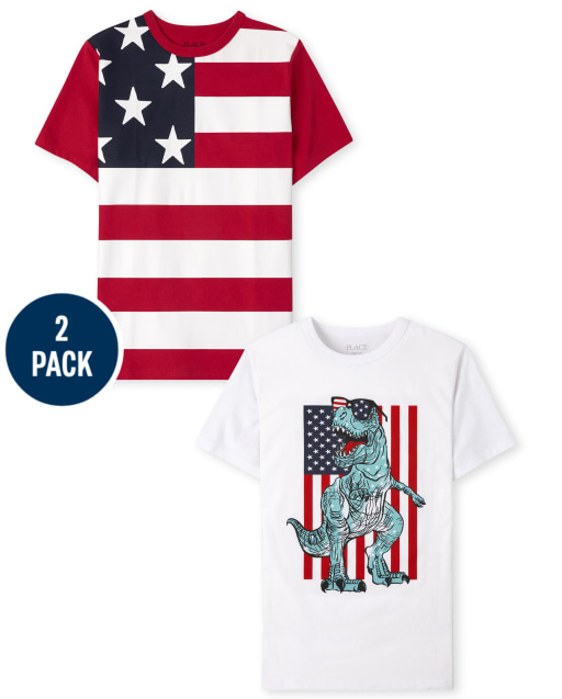 Pack de 2 camisetas de manga corta con gráfico Americana para niños