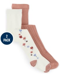 Girls Floral And Solid Tights 2 Pack Western Skies MULTI CLR Gymboree CA