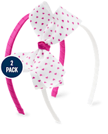 Lot de 2 bandeaux avec nœud et cœur pour filles - Uniforme
