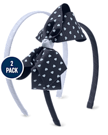 Girls Bow Heart Headband 2-Pack - Uniform
