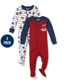 Baby And Toddler Boys Long Sleeve Baseball Snug Fit Cotton Footed One Piece Pajamas 2 Pack MULTI The Children s Place CA