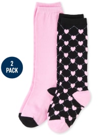 Girls Heart Knee Socks 2-Pack