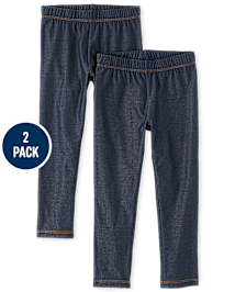 Lot de 2 leggings en faux denim pour fille