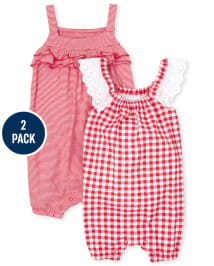 Baby girl gingham romper clearance