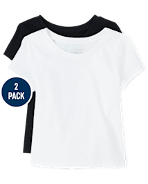 Lot de 2 t-shirts superposés uniformes pour bébé et toute-petite fille