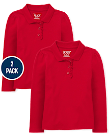 Lot de 2 polos uniformes en piqué à volants pour bébé et toute-petite fille