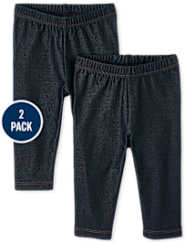 Toddler Girls Faux Denim Capri Leggings 2-Pack