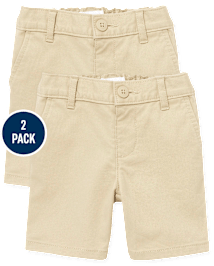 Toddler Girls Uniform Stretch Chino Shorts 2-Pack