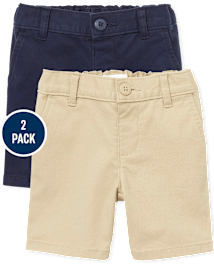 Toddler Girls Uniform Stretch Chino Shorts 2-Pack