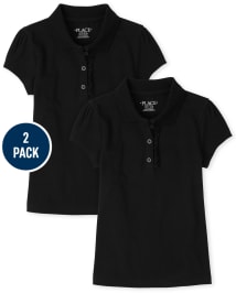 Girls Uniform Ruffle Pique Polo 2-Pack