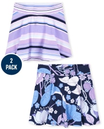 The Children's Place Girls' Pull On Everyday Skorts 2 Pack, Cool Cobalt 2- Pack, X-Small - View #6