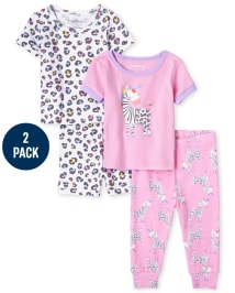 Lot de 2 pyjamas en coton ajustés zèbre pour bébés et petites filles