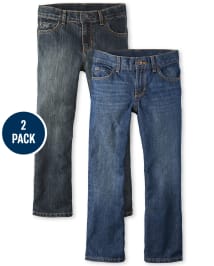 Boys Non-Stretch Bootcut Jeans 2-Pack