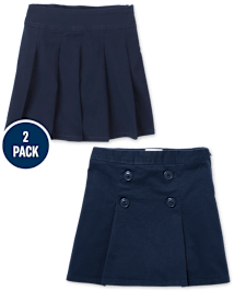 Girls Uniform Pleated Button Skort 2-Pack