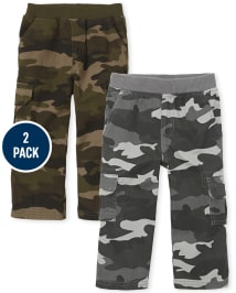 Lot de 2 pantalons cargo chino à enfiler pour bébé et tout-petit garçon