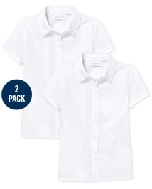 Girls Uniform Poplin Button Up Shirt 2-Pack