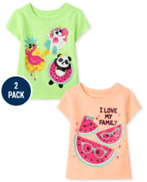 Ensemble de 2 t-shirts graphiques d'été pour toute-petite fille