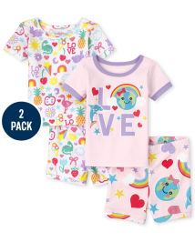 Baby And Toddler Girls Earth Snug Fit Cotton Pajamas 2-Pack