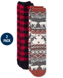 Unisex Adult Matching Family Buffalo Plaid Cozy Socks 2-Pack