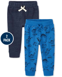 Toddler Boys Dino Fleece Jogger Pants 2-Pack