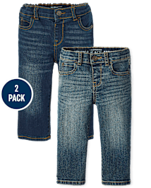 Lot de 2 jeans droits extensibles pour bébé et tout-petit garçon