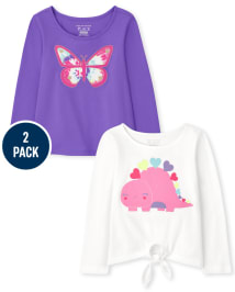 Lot de 2 hauts Dino Butterfly pour toute-petite fille
