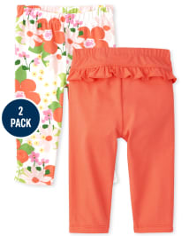 Baby Girls Floral Ruffle Pants 2-Pack