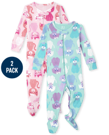 Baby And Toddler Girls Long Sleeve Cat And Dog Print Snug Fit Cotton One Piece Pajamas 2 Pack PINK The Children s Place CA